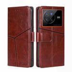 For vivo X80 Geometric Stitching Horizontal Flip Leather Phone Case(Dark Brown)