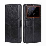 For vivo X80 Geometric Stitching Horizontal Flip Leather Phone Case(Black)