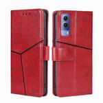 For vivo Y53S 5G/iQOO Z5X/T1X Geometric Stitching Horizontal Flip Leather Phone Case(Red)