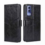 For vivo Y53S 5G/iQOO Z5X/T1X Geometric Stitching Horizontal Flip Leather Phone Case(Black)
