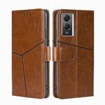 For vivo Y55S 5G Geometric Stitching Horizontal Flip Leather Phone Case(Light Brown)