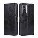 For vivo Y55S 5G Geometric Stitching Horizontal Flip Leather Phone Case(Black)