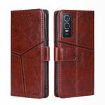 For vivo Y76S/Y74S Geometric Stitching Horizontal Flip Leather Phone Case(Dark Brown)