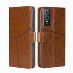 For vivo Y76S/Y74S Geometric Stitching Horizontal Flip Leather Phone Case(Light Brown)