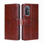 For Huawei Nova 9 SE 4G Geometric Stitching Horizontal Flip Leather Phone Case(Dark Brown)