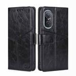 For Huawei Nova 9 SE 4G Geometric Stitching Horizontal Flip Leather Phone Case(Black)