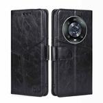 For Honor Magic4 Pro Geometric Stitching Horizontal Flip Leather Phone Case(Black)