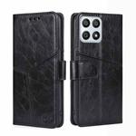 For Honor X30i Geometric Stitching Horizontal Flip Leather Phone Case(Black)