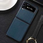 For Samsung Galaxy Z Flip4 5G Genuine Leather Shockproof Phone Case(Blue Green)