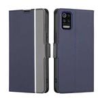 For LG K52 Twill Texture Side Button Leather Phone Case(Blue)
