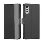 For LG Velvet Twill Texture Side Button Leather Phone Case(Black)
