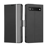 For Google Pixel 6a Twill Texture Side Button Leather Phone Case(Black)