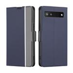 For Google Pixel 6a Twill Texture Side Button Leather Phone Case(Blue)