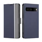 For Google Pixel 7 5G Twill Texture Side Button Leather Phone Case(Blue)