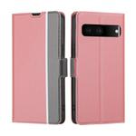 For Google Pixel 7 5G Twill Texture Side Button Leather Phone Case(Pink)