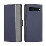For Google Pixel 6 Twill Texture Side Button Leather Phone Case(Blue)