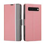 For Google Pixel 6 Twill Texture Side Button Leather Phone Case(Pink)