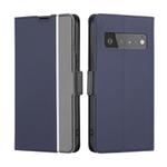 For Google Pixel 6 Pro Twill Texture Side Button Leather Phone Case(Blue)