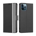 For iPhone 12 Pro Max Twill Texture Side Button Leather Phone Case(Black)