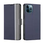 For iPhone 12 Pro Max Twill Texture Side Button Leather Phone Case(Blue)