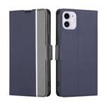 For iPhone 11 Twill Texture Side Button Leather Phone Case (Blue)