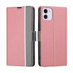 For iPhone 11 Twill Texture Side Button Leather Phone Case (Pink)