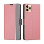 For iPhone 11 Pro Max Twill Texture Side Button Leather Phone Case (Pink)