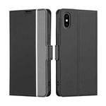 For iPhone XS Max Twill Texture Side Button Leather Phone Case(Black)