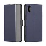 For iPhone XS Max Twill Texture Side Button Leather Phone Case(Blue)