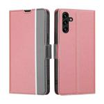 For Samsung Galaxy A13 5G Twill Texture Side Button Leather Phone Case(Pink)