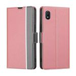 For Samsung Galaxy A10e Twill Texture Side Button Leather Phone Case(Pink)