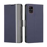 For Samsung Galaxy A51 5G Twill Texture Side Button Leather Phone Case(Blue)