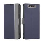 For Samsung Galaxy A80 Twill Texture Side Button Leather Phone Case(Blue)