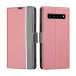 For Samsung Galaxy S10 5G Twill Texture Side Button Leather Phone Case(Pink)