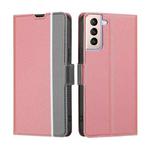 For Samsung Galaxy S21+ 5G Twill Texture Side Button Leather Phone Case(Pink)