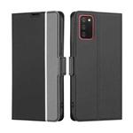 For Samsung Galaxy A02s EU Twill Texture Side Button Leather Phone Case(Black)