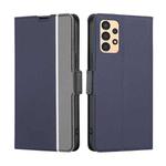 For Samsung Galaxy A13 4G Twill Texture Side Button Leather Phone Case(Blue)