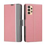 For Samsung Galaxy A13 4G Twill Texture Side Button Leather Phone Case(Pink)