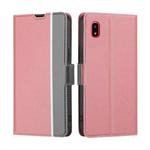 For Samsung Galaxy A20 JP / A21 JP Twill Texture Side Button Leather Phone Case(Pink)