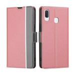 For Samsung Galaxy A20e Twill Texture Side Button Leather Phone Case(Pink)