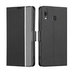 For Samsung Galaxy A30 Twill Texture Side Button Leather Phone Case(Black)