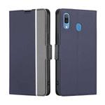 For Samsung Galaxy A30 JP Twill Texture Side Button Leather Phone Case(Blue)