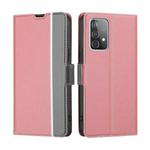 For Samsung Galaxy A52 4G&5G / A52s 5G Twill Texture Side Button Leather Phone Case(Pink)