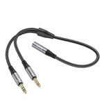 hoco UPA21 2 in 1 3.5mm Female to 2 x Male Headset Audio Adapter Cable(Metal Grey)