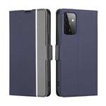 For Samsung Galaxy A72 Twill Texture Side Button Leather Phone Case(Blue)