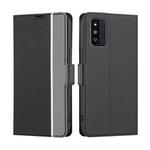 For Samsung Galaxy F52 5G Twill Texture Side Button Leather Phone Case(Black)