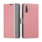 For Samsung Galaxy Note10 Twill Texture Side Button Leather Phone Case(Pink)