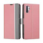 For Samsung Galaxy Note10+ Twill Texture Side Button Leather Phone Case(Pink)