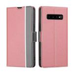For Samsung Galaxy S10+ Twill Texture Side Button Leather Phone Case(Pink)