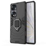For Honor 70 5G Shockproof PC + TPU Phone Case with Magnetic Ring Holder(Black)